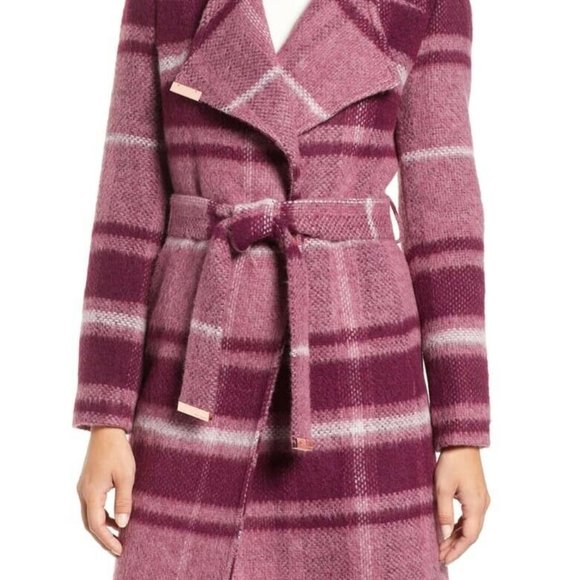 ted baker narrla stripe long wrap coat